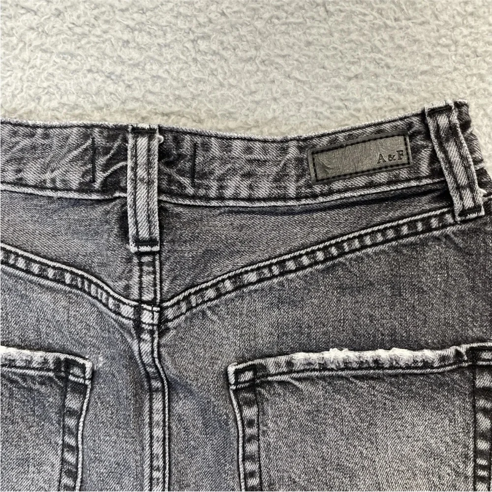Abercrombie & Fitch Mini Skirt Women 00R 24 Black Gray Denim Raw Hem Y2K Party